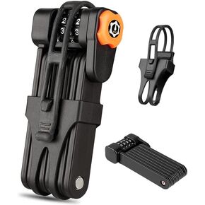 قفل دراجة قابل للطي من ROZZWILD مكون من 4 أرقام مضاد للسرقة وشديد التحمل من سبائك الصلب وطبقة مضادة للخدش ومقاومة للماء ومضادة للصدأ وقفل سلسلة قابل للطي للدراجات الهوائية والسكوتر مع دعامة تثبيت in Kuwait