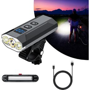LED Bike Lights, Bike Lights for Night Riding, LED Bike Headlight with Taillights, Super Bright Bicycle Light with High & Low Beam Light, 13 Lighting Modes Rechargeable Bike Headlight