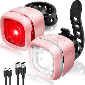 2024 New 5+5 Modes IPX6 Waterproof Bike Light,Type-C Rechargeable Bike Lights for Night Riding, 17 Hrs Long Life Bicycle Lights Front and Rear,Headlight Taillight for Men Women Kids Road Mountain
