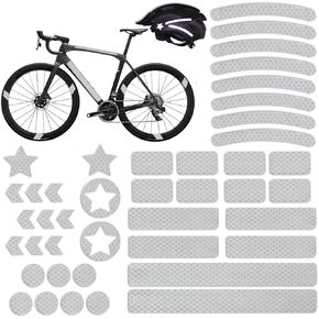 42Pcs Reflective Stickers, Reflective Decals Multi Shapes Kit, Waterproof Outdoor Safety Warning Reflective Stickers, Night Visibility Adhesive Stickers for Helmet, Bicycle, Car & Stroller