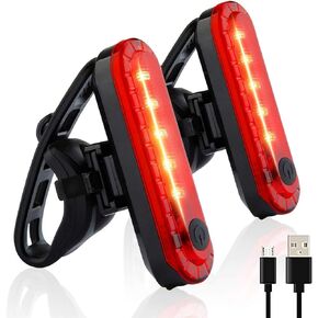 Bike Tail Light Rechargeable 2 Pack, Rear Red Bike Light for Night Riding, Back Bicycle Taillights with Great Battery Life, Easy to Install On Any Bike Trailer or Helmet