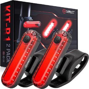 KIT-R1 LED Bike Tail Light 2 Pack - 18 Hour Max USB-C Rechargeable Rear Cycling Safety Flashers Blinkers 4 Modes (RED & RED)