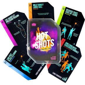 Hot Shots Basketball Drill Cards | 64 Waterproof Plastic Cards | Includes 45 Guided Drills, 9 Archetype Workouts, 5 Games, & 5 Info Cards | Great for Skills Training & Coaching in Youth & Adult Sports in Kuwait