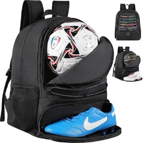 TRAILKICKER Mesh Black Basketball Soccer Bag Backpack Sports Volleyball Football Bag with Ball and Shoe Compartment for Boys Girls Man Women Ball Equipment Bag All Sports Venue…