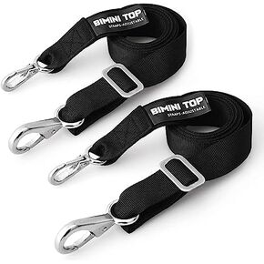 Adjustable Bimini Top Straps,Marine Awning Webbing Straps with Stainless Stee Heavy Duty Snap Hooks from 24" - 60",Bimini Top Hardware,Marine Nylon Top Straps 2PCS