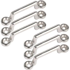 Amarine Made Pack of 6 Stainless Steel Bimini Top Strap, Pad Eye,Footman's Loop for Jeep Corvette, Buggy, Kayak Tie Downs