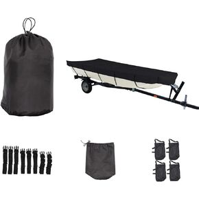 Jon Boat Cover 12ft Waterproof Trailerable Jon Boat Upgraded Version with Additional Fixing Accessories Scratch-Resistant All-Weather Protection