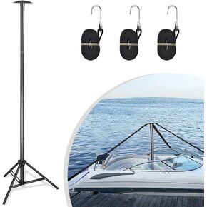 DACK Boat Cover Support Poles Stand System,Pontoon Boat Cover Support with Metal Tripod Base,27-59 inch Boat Cover Poles Adjustable with 3 Straps