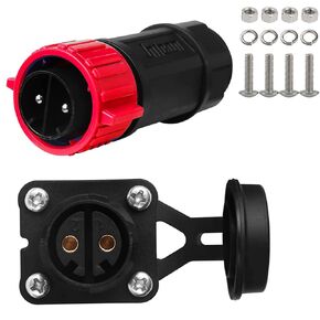 2 Pin 50Amp Trolling Motor Plug Receptacle Set, 12/24/36/48 Volt Marine Boat Power Waterproof IP67 Connector Trolling Boat Plug for Trolling Motors Compatible with 6/8 AWG Wire Red