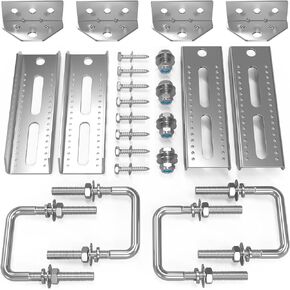 4 PCS 8" Galvanized Swivel Top Bunk Bracket Kit with Hardware for 3"x3"，2"x3",1.5"x3" Boat Trailer Crossmember, Boat Trailer Bunk Brackets & Square U-Bolts