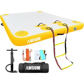 AWSUM Inflatable Floating Dock Air Dock Platform Floating Island Raft with None-Slip Surface for Pool Beach Ocean