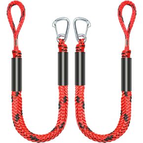 4 Feet Bungee Dock Line Mooring Rope 2-Pack for Docking with Stainless Steel Clip Accessories for Boats PWC, Built in Snubber, Kayak, Watercraft,SeaDoo,Jet Ski, Pontoon, Canoe, Power Boat