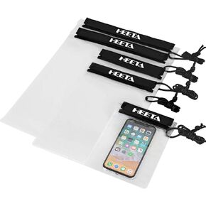 HEETA 5-Pack Clear Waterproof Dry Bag, Water Tight Cases Pouch Dry Bags for Camera Mobile Phone Maps, Kayaking Boating Document Holder (Black)