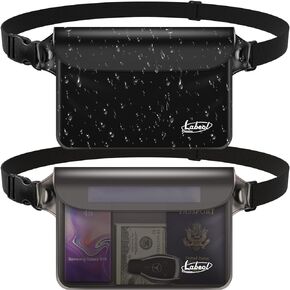 Labeol Waterproof Fanny Pack, 2 Pack Waterproof Pouch with Waist Strap,Waterproof Fanny Pack to Keep Phone and Valuables Dry, Waterproof Fanny Pack for Swimming Kayaking Boating Snorkeling