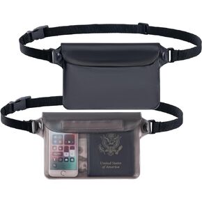 CADONO 2-Pack Waterproof Pouch with Adjustable Waist Strap | Screen Touch Sensitive Dry Bag, Keep Your Phone and Valuables Dry, Perfect for Swimming Kayaking Boating Fishing Beach Diving