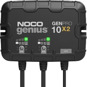 NOCO Genius GENPRO10X2, 2-Bank, 20A (10A/Bank) Smart Marine Battery Charger, 12V Waterproof Onboard Boat Charger, Battery Maintainer and Desulfator for AGM, Lithium (LiFePO4) and Deep-Cycle Batteries