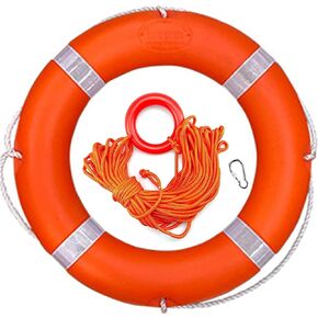 Life Ring 28" Boat Throw Rings,Life Ring with Reflective Tape & Grab Lines, Orange Life Ring for Boats,Outdoor Professional Water Life Ring, with Orange Grab Lines (8mm×20m)