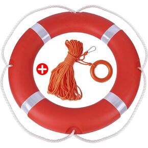 28 inch/23 inch Boat Safety Throw Ring with Water Floating Lifesaving Rope 98.4FT Set, 2.5/1.5 KG International Standard Throw Ring, Outdoor Professional Throwing Ring Rope Rescue Lifeguard Lifesaving