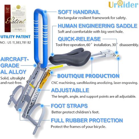 Child Bike Seat, Front Mount Kids Bike Seat,Fit Mountain Bikes, Cruiser Bikes, Folding Bikes, Ultra Light,Portable, Tool-Free, Quick-Release,Toddler Bike Seat for 2-6 Years(up to 60lbs) in Saudi Arabia