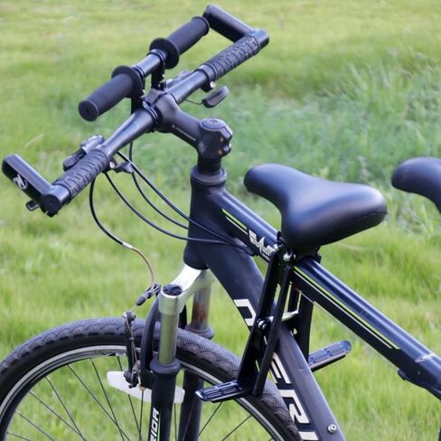 Rocanza Kids Bike Seat for Adult Bike - Upgraded Front Mounted Child Bike Seat with Handlebar for Kids up to 48 Pound, Aluminum Alloy Toddler Bike Seat for Adult Bike, Sturdy & Easy to Install, Black in Saudi Arabia