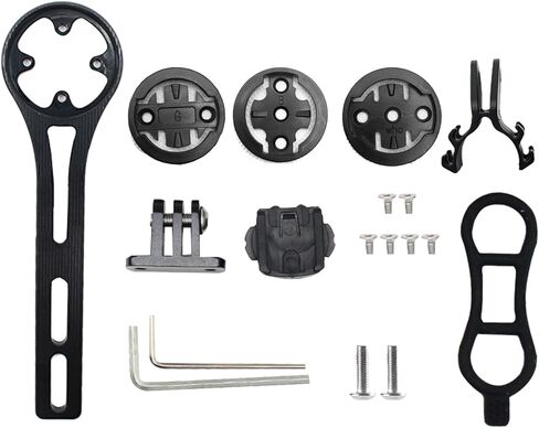 حامل كمبيوتر للدراجة الأمامية - حامل لركوب الدراجات من أجل Garmin، Wahoo، Bryton، Cateye، حامل ممتد لكمبيوتر ركوب الدراجات، ملحقات الدراجات الجبلية على الطرق، دعامة جذعية لمصباح الدراجة (أسود) in Kuwait