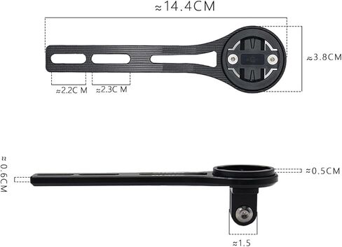 حامل كمبيوتر للدراجة الأمامية - حامل لركوب الدراجات من أجل Garmin، Wahoo، Bryton، Cateye، حامل ممتد لكمبيوتر ركوب الدراجات، ملحقات الدراجات الجبلية على الطرق، دعامة جذعية لمصباح الدراجة (أسود) in Kuwait