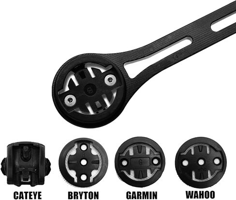 حامل كمبيوتر للدراجة الأمامية - حامل لركوب الدراجات من أجل Garmin، Wahoo، Bryton، Cateye، حامل ممتد لكمبيوتر ركوب الدراجات، ملحقات الدراجات الجبلية على الطرق، دعامة جذعية لمصباح الدراجة (أسود) in Kuwait