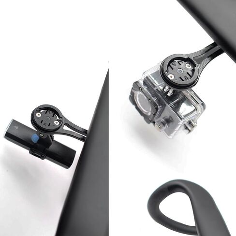 حامل كمبيوتر للدراجة الأمامية - حامل لركوب الدراجات من أجل Garmin، Wahoo، Bryton، Cateye، حامل ممتد لكمبيوتر ركوب الدراجات، ملحقات الدراجات الجبلية على الطرق، دعامة جذعية لمصباح الدراجة (أسود) in Kuwait