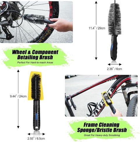 مجموعة تنظيف الدراجة من شيندل - فرشاة تفصيل الدراجة، شعيرات نايلون متينة، منظف سلسلة الدراجات النارية، أداة غسيل الحديقة، أداة صيانة مزيل الشحوم، رذاذ تلميع الدراجة، مجموعة أدوات متعددة in Kuwait