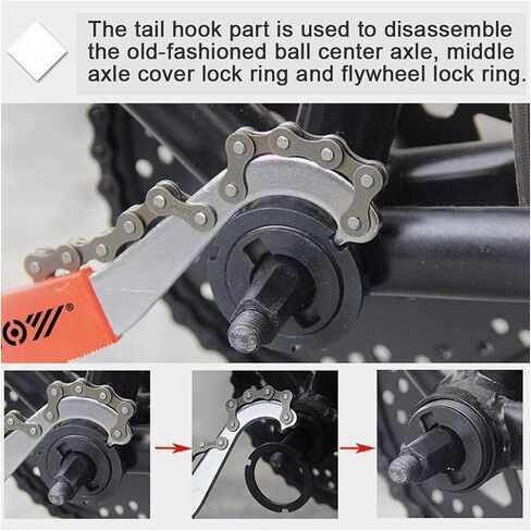 8Pcs Bike Tool kits set, ATGRS 3 in 1 Multi Bike Cassette Removal Tool with Chain Whip and Auxiliary Wrench & MTB Bracket Removal, Crank Puller Tool + 16mm Spanner, Portable Emergency Accessories Kit in Saudi Arabia