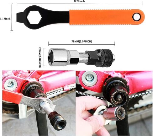 8Pcs Bike Tool kits set, ATGRS 3 in 1 Multi Bike Cassette Removal Tool with Chain Whip and Auxiliary Wrench & MTB Bracket Removal, Crank Puller Tool + 16mm Spanner, Portable Emergency Accessories Kit in Saudi Arabia