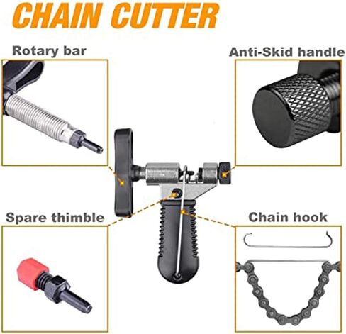 8Pcs Bike Tool kits set, ATGRS 3 in 1 Multi Bike Cassette Removal Tool with Chain Whip and Auxiliary Wrench & MTB Bracket Removal, Crank Puller Tool + 16mm Spanner, Portable Emergency Accessories Kit in Saudi Arabia