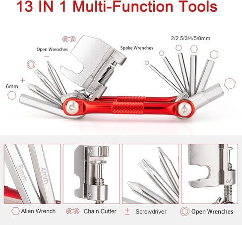Bicycle Repair Tool Kit with Bike Pump & Saddle Bag - Bike Tool Kits for Repair and Maintenance - Bike Tire Repair Kit Patches Fixes, Bike Multitool, Chain Breaker Tyre Levers (Syle:A) in Kuwait