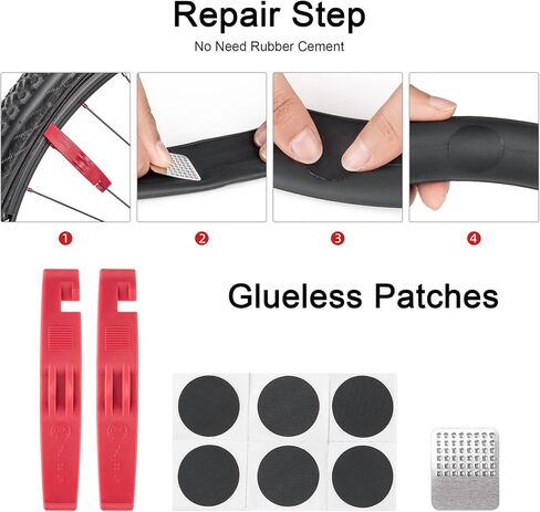 Bicycle Repair Tool Kit with Bike Pump & Saddle Bag - Bike Tool Kits for Repair and Maintenance - Bike Tire Repair Kit Patches Fixes, Bike Multitool, Chain Breaker Tyre Levers (Syle:A) in Kuwait