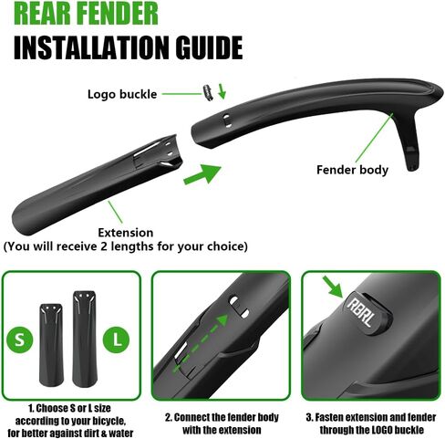 RBRL Bike Fender, Quick Release Bike fenders for Gravel and Road Bike, Adjustable Bicycle Fenders 28'', Full Cover Thicken & Widen, Rear Mud Guard for Tire Width: 28-45mm（Rear） in Saudi Arabia