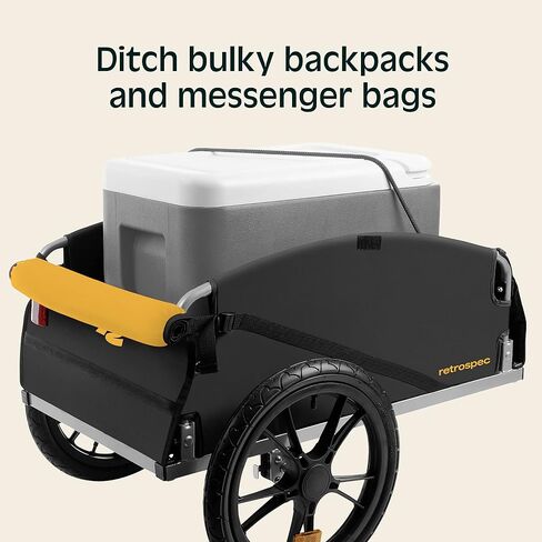 مقطورة دراجة نقل البضائع من Retrospec Rover Hauler مع إطار قابل للطي وقماش مقاوم للطقس، حامل بضائع كبير، يناسب عجلات الدراجة مقاس 20 بوصة - 29 بوصة in Saudi Arabia