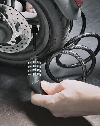 قفل سكوتر NDakter لسكوتر Xiaomi Mijia Segway Ninebot الكهربائي، كابل قفل الدراجة، مجموعة قفل الدراجة، قفل كلمة مرور آمن ملفوف قابل لإعادة الضبط بطول 4 أقدام مع دعامة تثبيت، قطر 1/3 بوصة in Kuwait