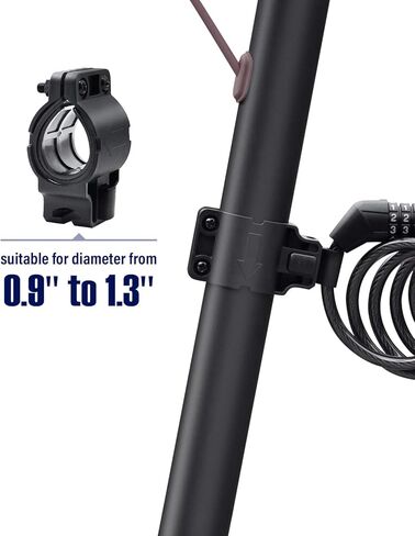 قفل سكوتر NDakter لسكوتر Xiaomi Mijia Segway Ninebot الكهربائي، كابل قفل الدراجة، مجموعة قفل الدراجة، قفل كلمة مرور آمن ملفوف قابل لإعادة الضبط بطول 4 أقدام مع دعامة تثبيت، قطر 1/3 بوصة in Kuwait