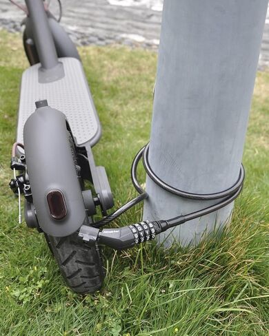قفل سكوتر NDakter لسكوتر Xiaomi Mijia Segway Ninebot الكهربائي، كابل قفل الدراجة، مجموعة قفل الدراجة، قفل كلمة مرور آمن ملفوف قابل لإعادة الضبط بطول 4 أقدام مع دعامة تثبيت، قطر 1/3 بوصة in Kuwait