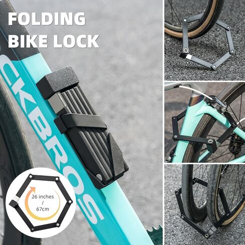 ROCKBROS Folding Bike Lock, Bicycle Lock Heavy Duty Anti Theft, Bike Locks with Mounting Bracket, Durable Alloy Scooter Lock,67 cm/26 inches in Kuwait
