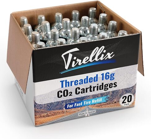 خراطيش ثاني أكسيد الكربون لإطارات الدراجة - خراطيش ثاني أكسيد الكربون الملولبة 16 جم، خراطيش إعادة تعبئة الهواء السريعة C02 للدراجات، MTB، رقبة 3/8-24 TPI تناسب منفاخ إطارات دراجة ثاني أكسيد الكربون القياسي، علبة ثاني أكسيد الكربون in Kuwait