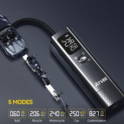مضخة دراجة، مضخة دراجة كهربائية ذات ضغط دقيق وشاشة LCD مع ضغط عالٍ 150 رطل لكل بوصة مربعة، مضخة إطار دراجة لاسلكية محمولة، مضخة هواء للدراجة تغلق تلقائيًا لإطارات الدراجة، صمام متعدد الاستخدامات وقابل لإعادة الشحن in Kuwait