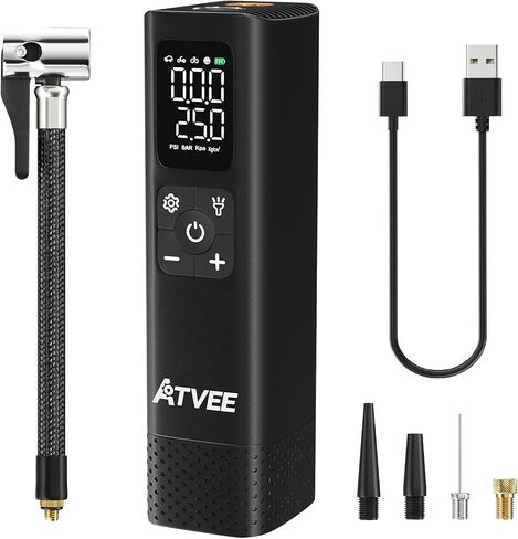 مضخة دراجة، مضخة دراجة كهربائية ذات ضغط دقيق وشاشة LCD مع ضغط عالٍ 150 رطل لكل بوصة مربعة، مضخة إطار دراجة لاسلكية محمولة، مضخة هواء للدراجة تغلق تلقائيًا لإطارات الدراجة، صمام متعدد الاستخدامات وقابل لإعادة الشحن in Kuwait