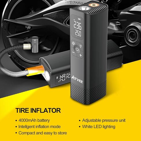 مضخة دراجة، مضخة دراجة كهربائية ذات ضغط دقيق وشاشة LCD مع ضغط عالٍ 150 رطل لكل بوصة مربعة، مضخة إطار دراجة لاسلكية محمولة، مضخة هواء للدراجة تغلق تلقائيًا لإطارات الدراجة، صمام متعدد الاستخدامات وقابل لإعادة الشحن in Kuwait