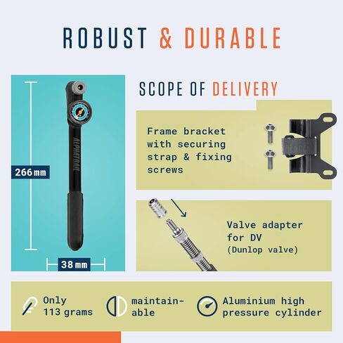 مضخة دراجة صغيرة ستيف - لجميع الصمامات 120 رطل لكل بوصة مربعة / 8.3 بار الحد الأقصى للضغط I مقياس كبير (1.5 بوصة) I مريح على شكل حرف T I مضخة دراجة لصمام بريستا وشرايدر ودنلوب in Kuwait