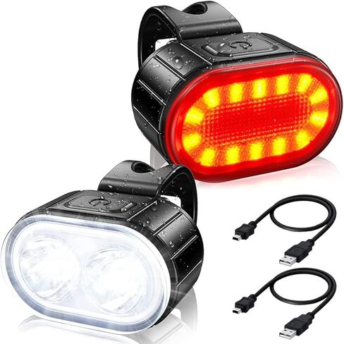 Bike Light for Night Riding - USB Rechargeable Bike Lights Front and Back LED Rear Taillight, 350 Lumen Super Bright Bicycle Lights，Waterproof in Kuwait