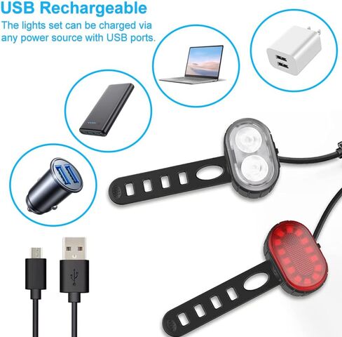Bike Light for Night Riding - USB Rechargeable Bike Lights Front and Back LED Rear Taillight, 350 Lumen Super Bright Bicycle Lights，Waterproof in Kuwait