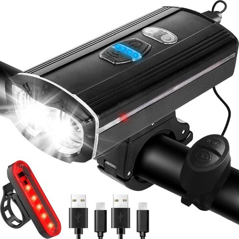 Voph Bike Lights, 6+4 Modes Rechargeable Type-C Bike Light for Night Riding, Anti-Dazzle High Lumen LED Bike Lights Front and Rear, Bicycle Light Set Front and Back for Kids, Cycling, Biking, Road in Saudi Arabia