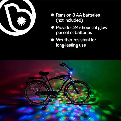 Brightz CruzinBrightz Disco Party LED Bike Light, Tri-Colored - Blinking Swirling Color Patterns - Bicycle Light for Riding at Night - Mounts to Handlebar or Bike Frame - Fun Bike Accessories in Kuwait