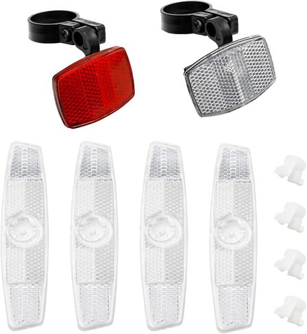 6 قطع عاكسات الدراجة الأمامية والخلفية طقم عاكسات أضواء الدراجة لركوب الدراجات ليلاً عاكسات عجلة الدراجة ملحقات ركوب الدراجات (أحمر/أبيض) in Kuwait